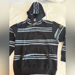 Stone Island Supreme Black and Gray Striped Sweatshirt